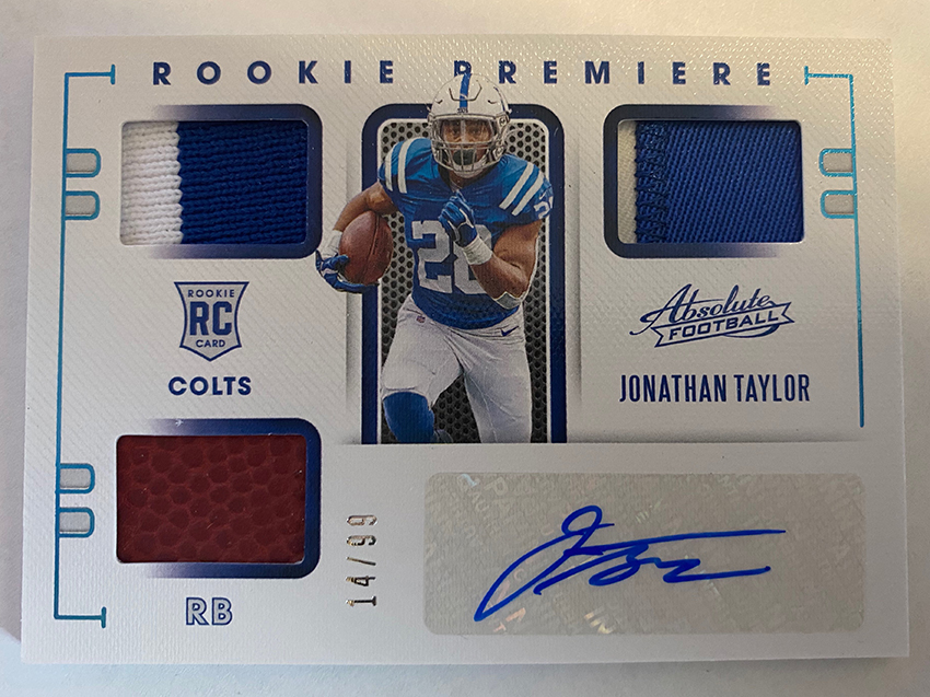 JONATHAN TAYLOR 2020 PLAYOFF TURNING PRO ROOKIE COLTS JERSEY PATCH RC  WISCONSIN!