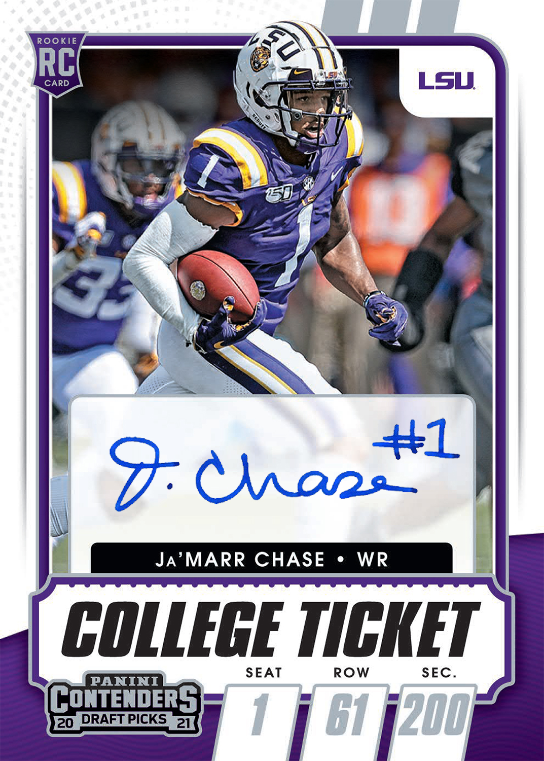 Ja'Marr Chase - 2021 Encased Football - Rookie Cap Patch Autograph /50 