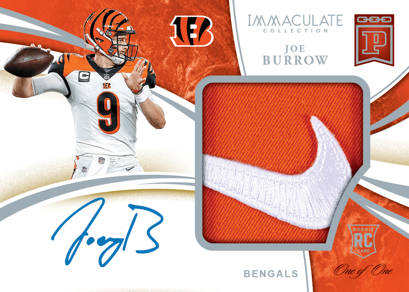 2020 Panini Immaculate JOE BURROW Eye Black Jersey Patch RC /25 Bengals