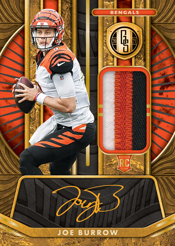 2021 Panini Gold Standard Gold Gear Memorabilia Premium #GG-JB Joe Burrow  NFL Shield Patch Card (#1/1) - PSA NM-MT 8 on Goldin Auctions