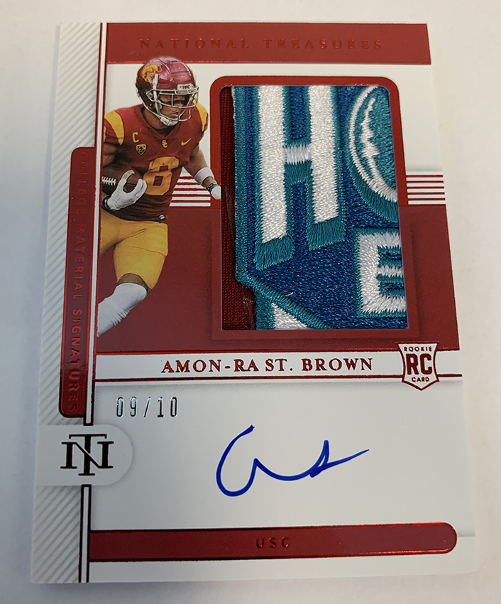 2021 Panini Impeccable Amon-ra St. Brown Helmet Jersey Auto /10