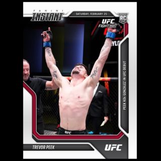 We've dropped a new batch of #PaniniInstant #UFC cards! Here's a look at Trevor Peek's first officially licensed trading card, celebrating his first round victory! Collect the Base, /5 and the 1/1! Capture the action with Panini Instant UFC!

SHOP: PaniniAmerica.net and click on “UFC 2023” under the Store header

#whodoyoucollect #UFC #thehobby @trevorpeekmma